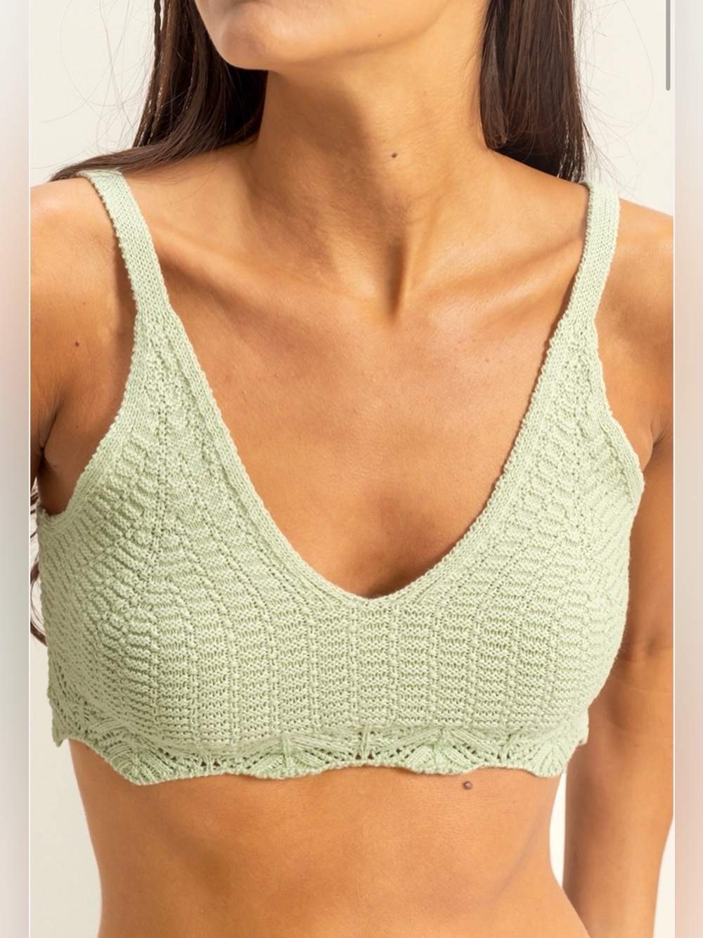 Pastel Green Knitted Crop Top - NWT - Small - Picture 3 of 4